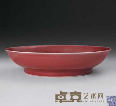 清乾隆 祭红釉盘 直径20cm